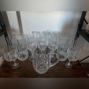 Set of lead crystal glasses with pitcher.